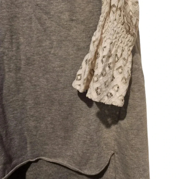 Kensie gray sweatshirt dress with white lace long sleeves Size Small - Picture 4 of 7